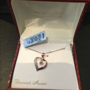 18k Rose Gold Over Silver Heart Pendant Necklace